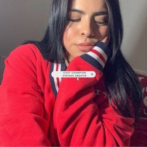 Women's Vintage Cozy Champion Red Sweater Size XXL